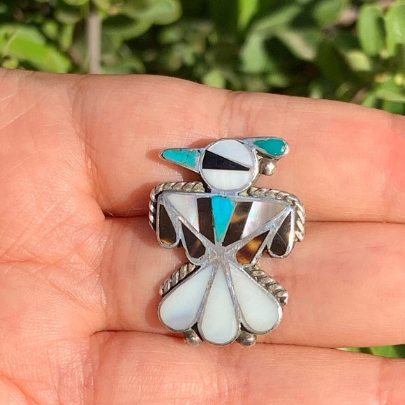 Vintage Jewelry - Wonderful Vintage American Indian Zuni Mosaic Pin Brooch